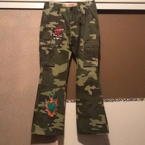 Ed Hardy camo cargo pant. Art & rhinestones